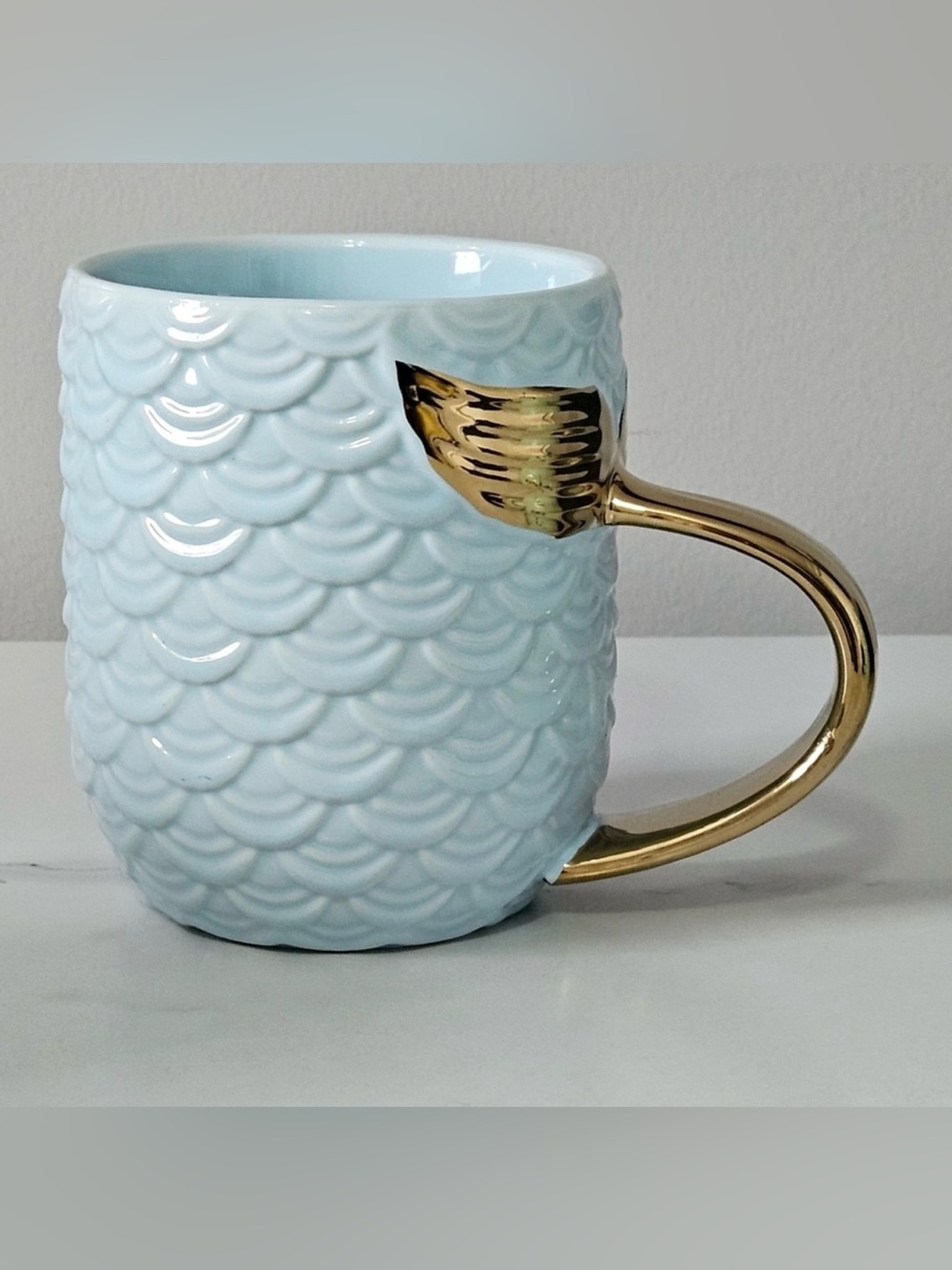 Ceramic Mermaid Tail Mug with Gold Handle. Pink or Blue. Pick One. - Picture 2 of 6